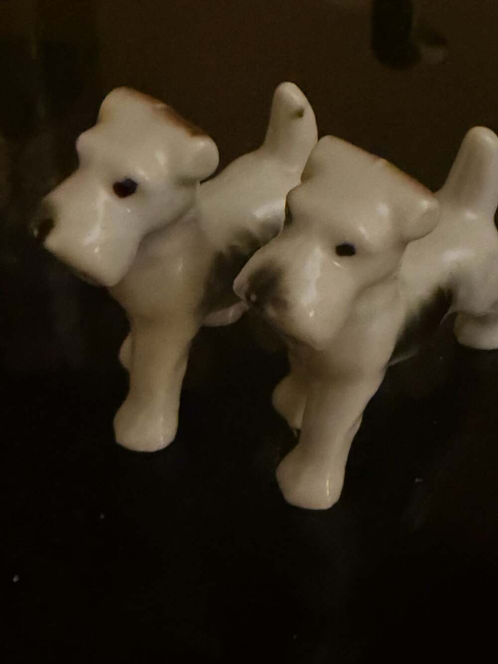 Vintage Ceramic Wire Fox Terrier Dog Figurines Pair Made in Japan